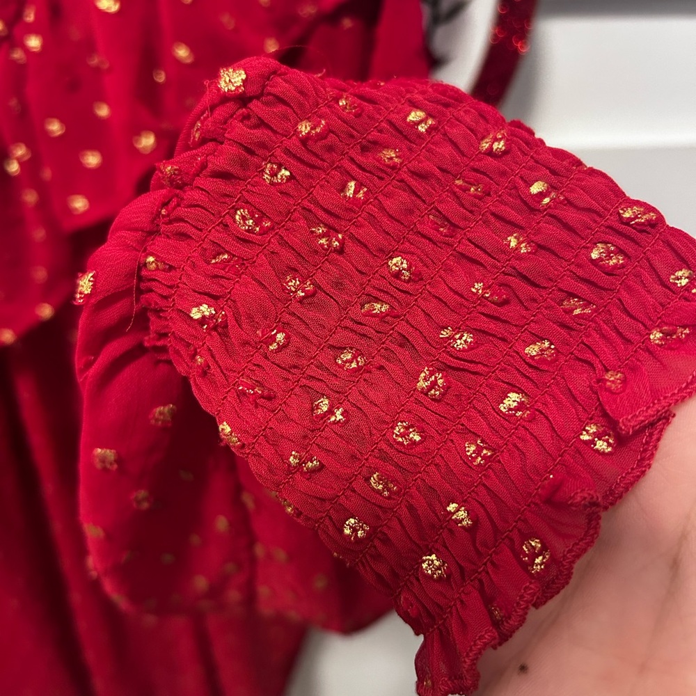 Elegant Red Ruffled Women's Top - Picture 13 of 16